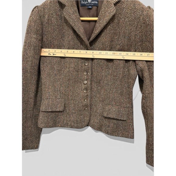Vintage 90s Ralph Lauren Tweed Blazer Made in USA Size 10 Herringbone Wool - Picture 5 of 8